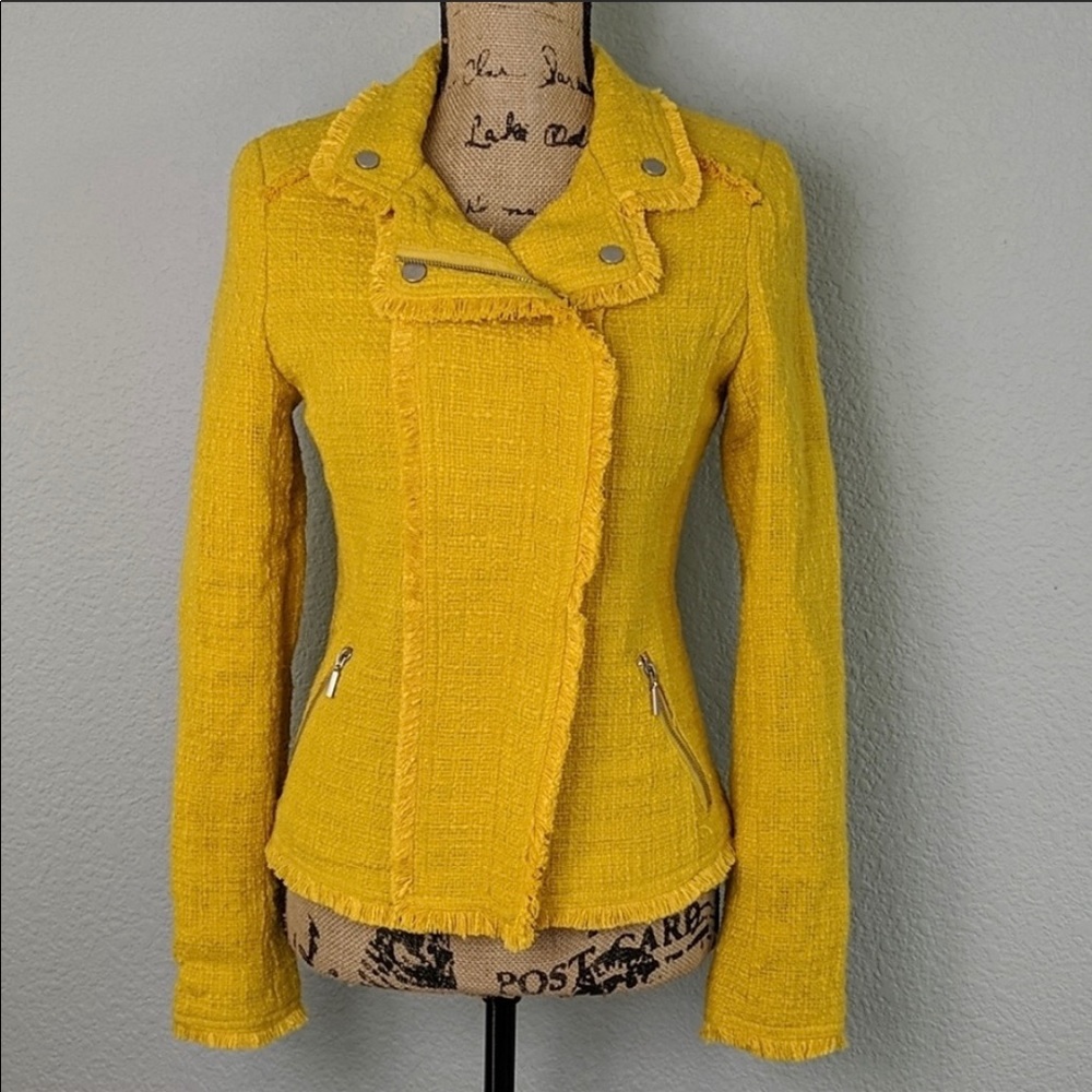 Carolina Belle of Montreal Moto fringe zip blazer
